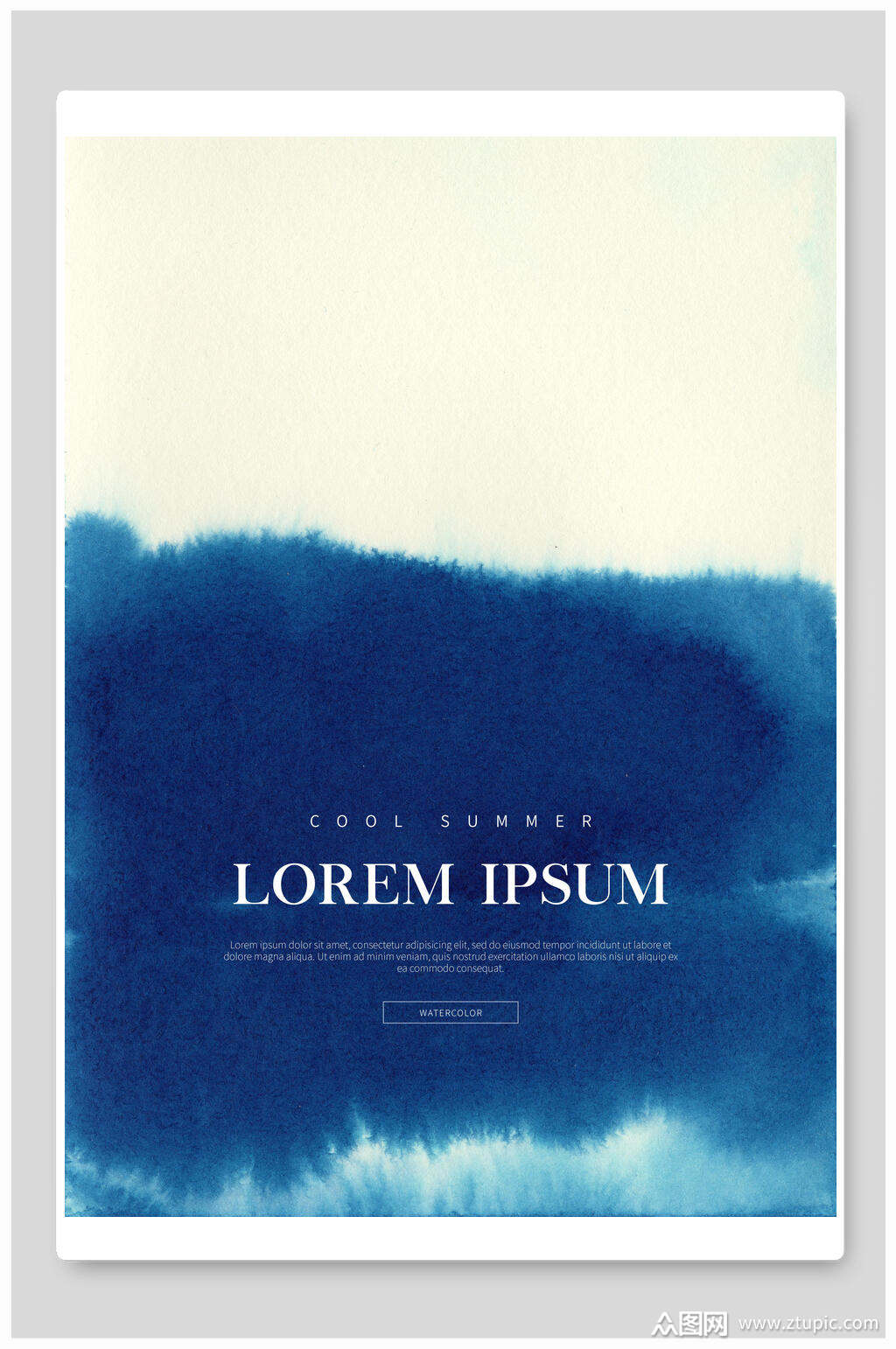 简约蓝白水墨风背景海报设计模板下载-编号1698501-众图网