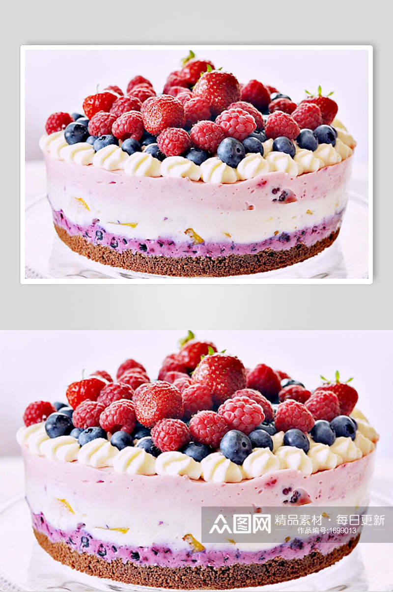 西式糕点草莓奶油蛋糕食品图片素材