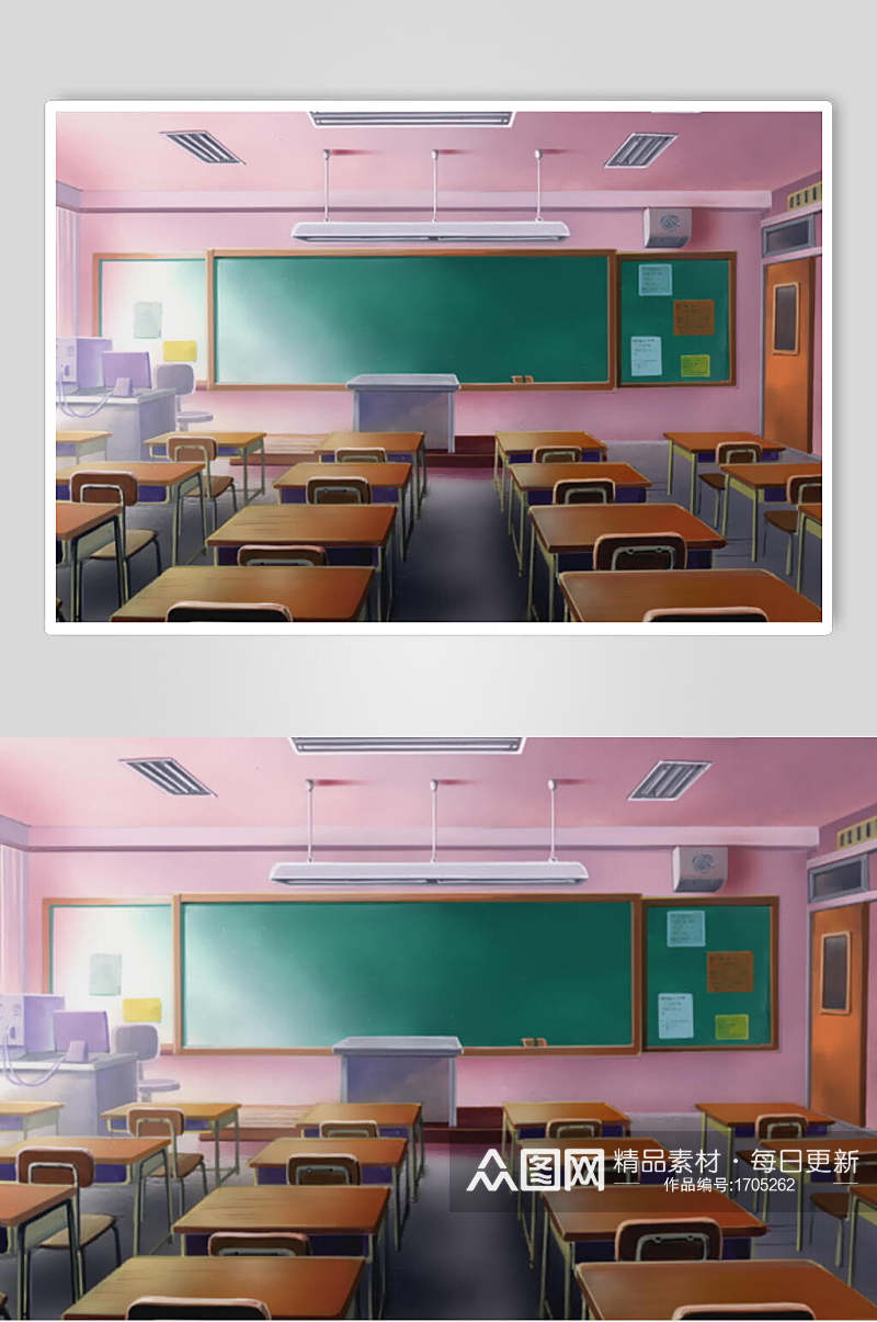 日系漫画学校教室操场背景图片素材