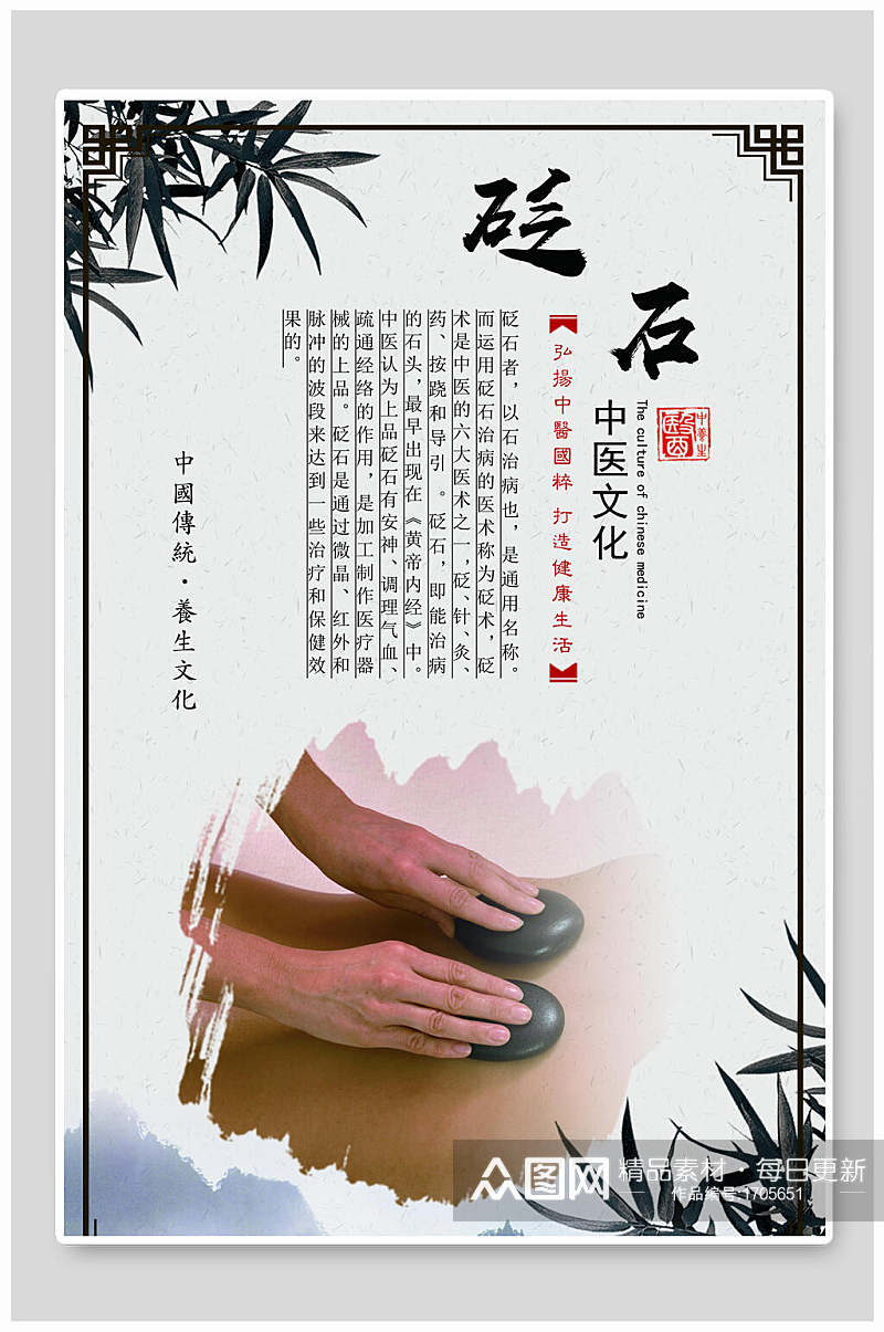 砭石中医文化宣传海报素材
