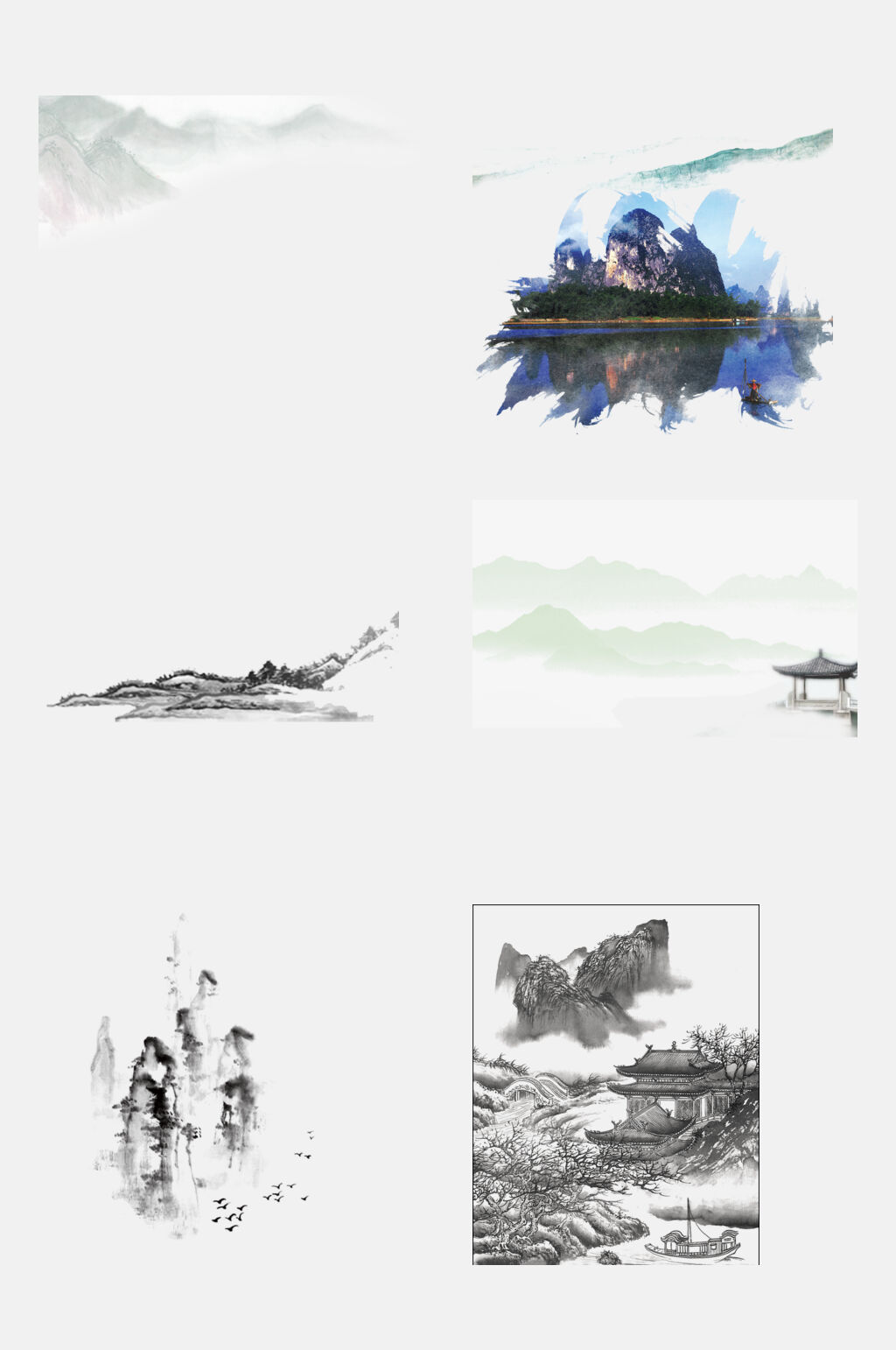 古风中国风水墨风免抠背景元素素材素材