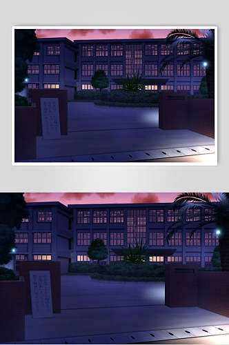 日系漫画学校教室操场教学楼背景图片
