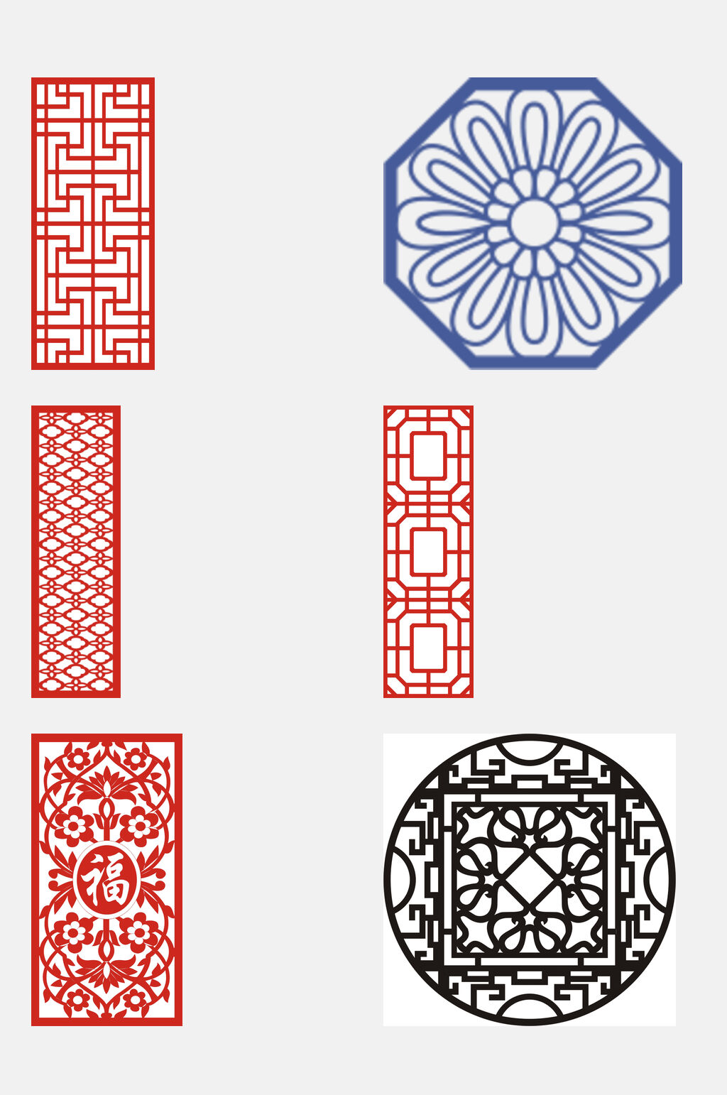 中式简洁窗花图案花纹素材