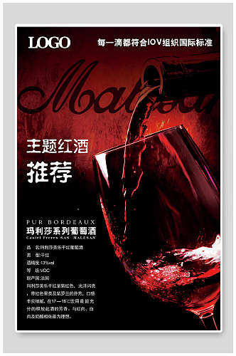 主题红酒葡萄酒推荐宣传海报