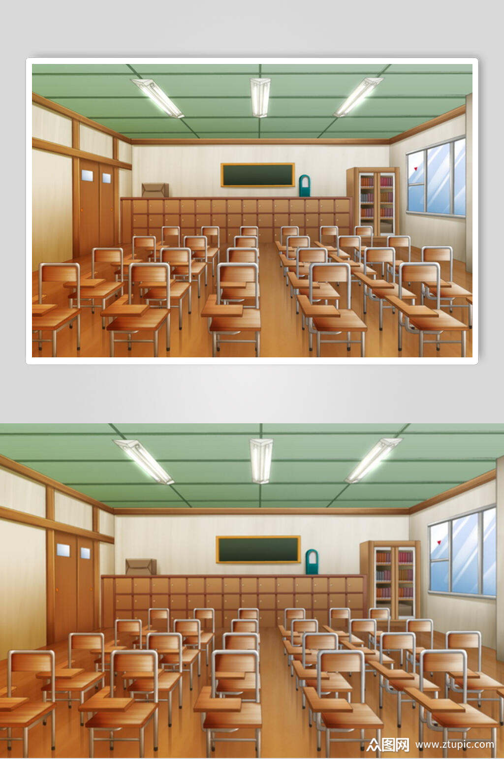 教室日系漫画学校教室操场背景图片