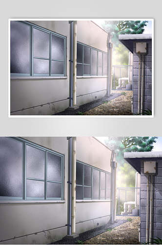 日系漫画学校教室操场墙角背景图片