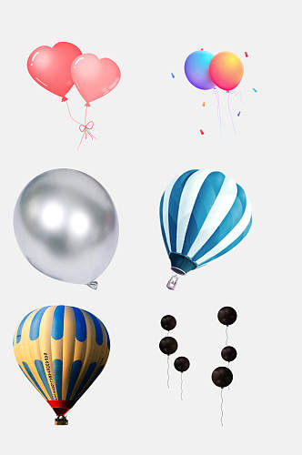 卡通热气球氢气球免抠元素素材