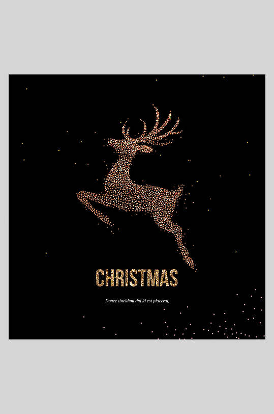 黑色底圣诞节麋鹿海报
