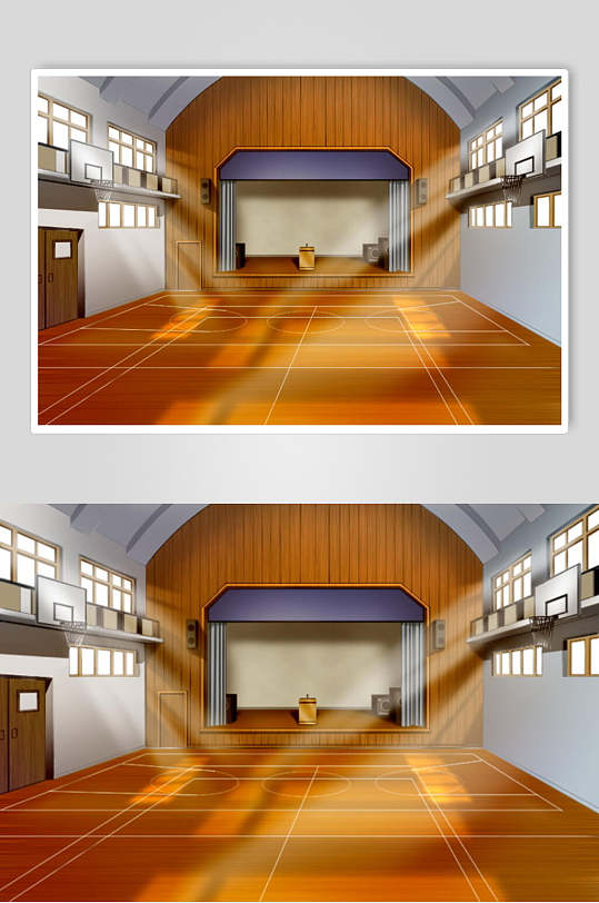 室内篮球日系动漫背景图片-众图网