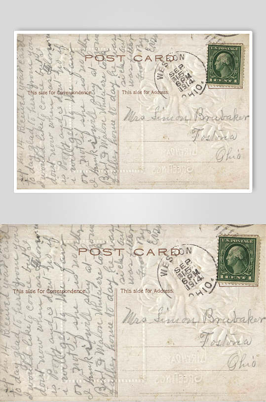 英文复古书国外信明信片图片