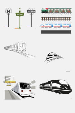 手绘画卡通火车动车高铁图片免抠元素素材