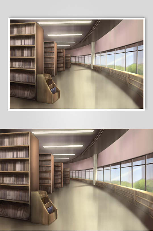 学校图书室精美和风动画干净背景