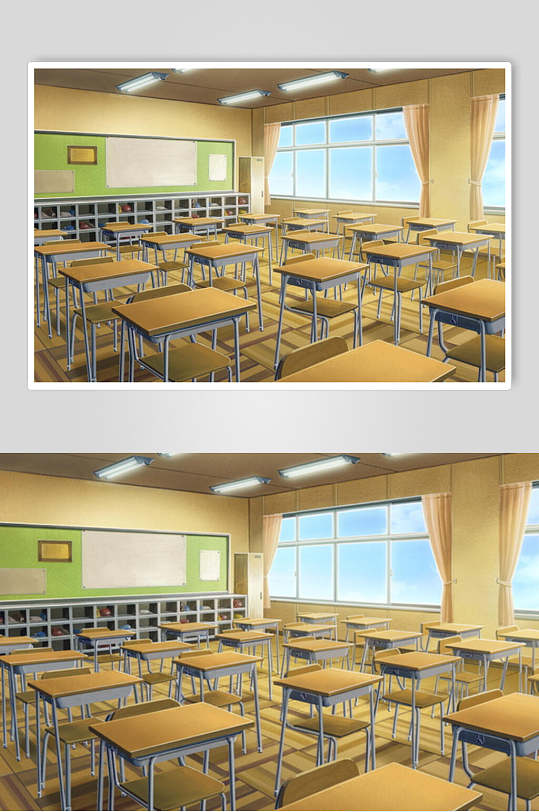 教室课桌椅精美日本动漫背景图