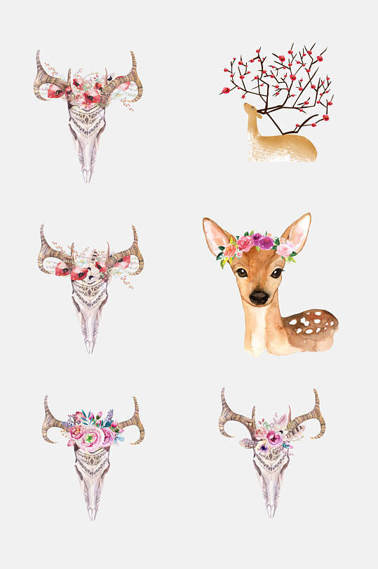 精灵手绘小鹿元素素材