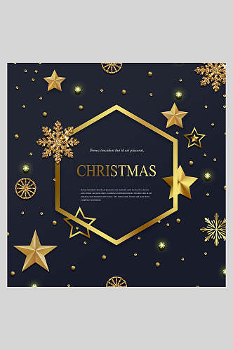 圣诞快乐黑金英文海报设计