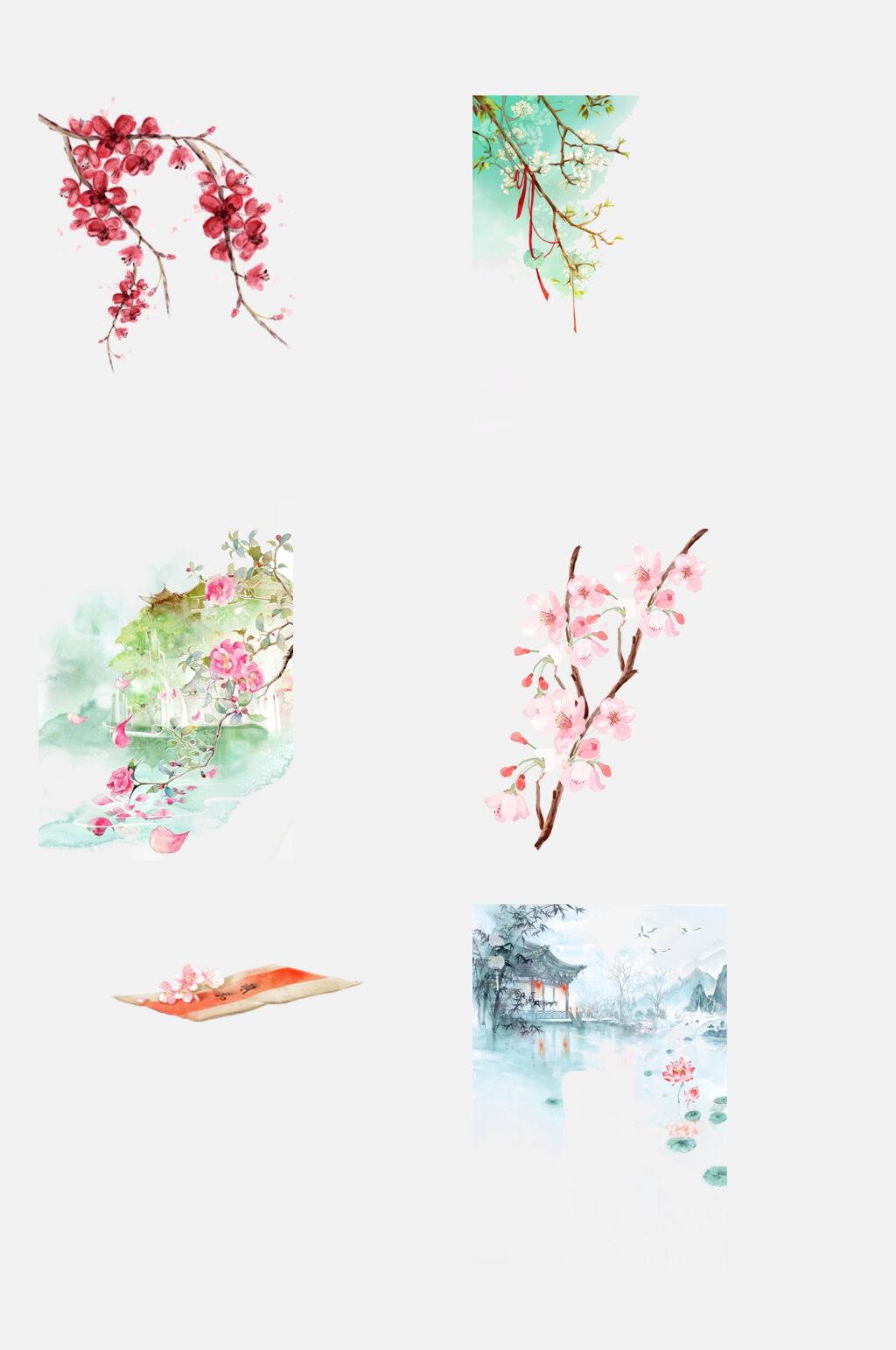 典雅中国风花卉元素素材素材