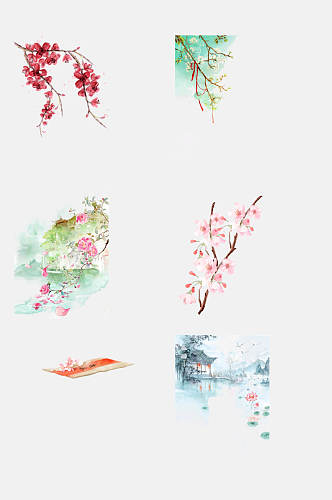 典雅中国风花卉元素素材