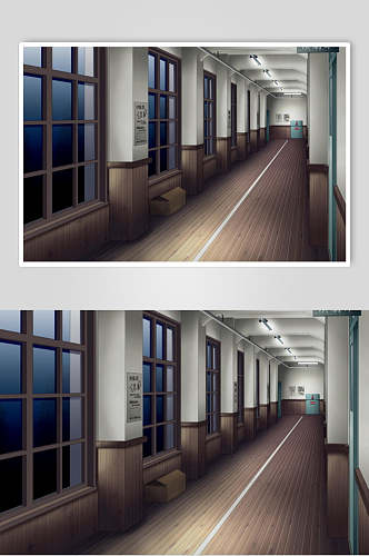 学校教室走廊日系动漫背景图片