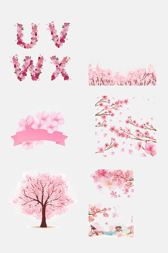 甜甜的樱花花朵花瓣免抠元素素材-众图网