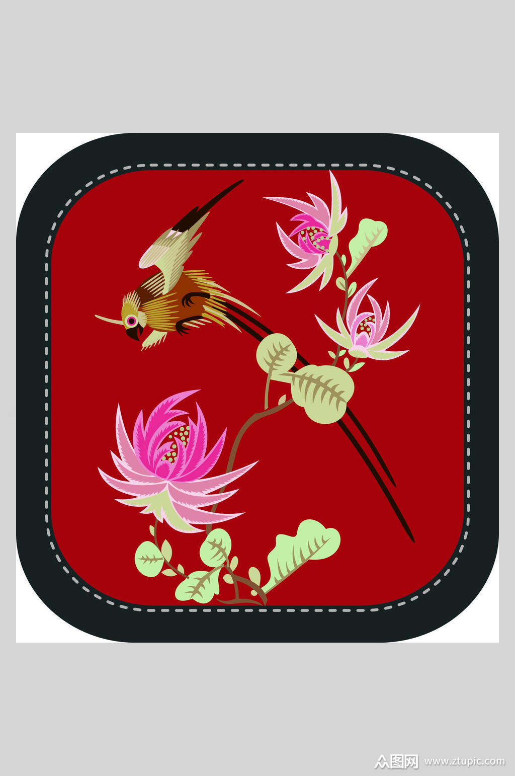 中国风民族风情刺绣图案素材