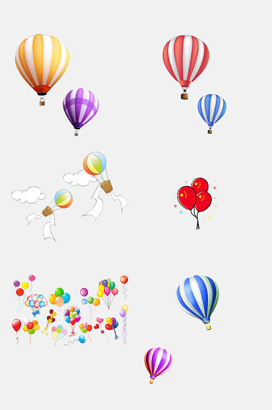 时尚热气球氢气球免抠元素素材