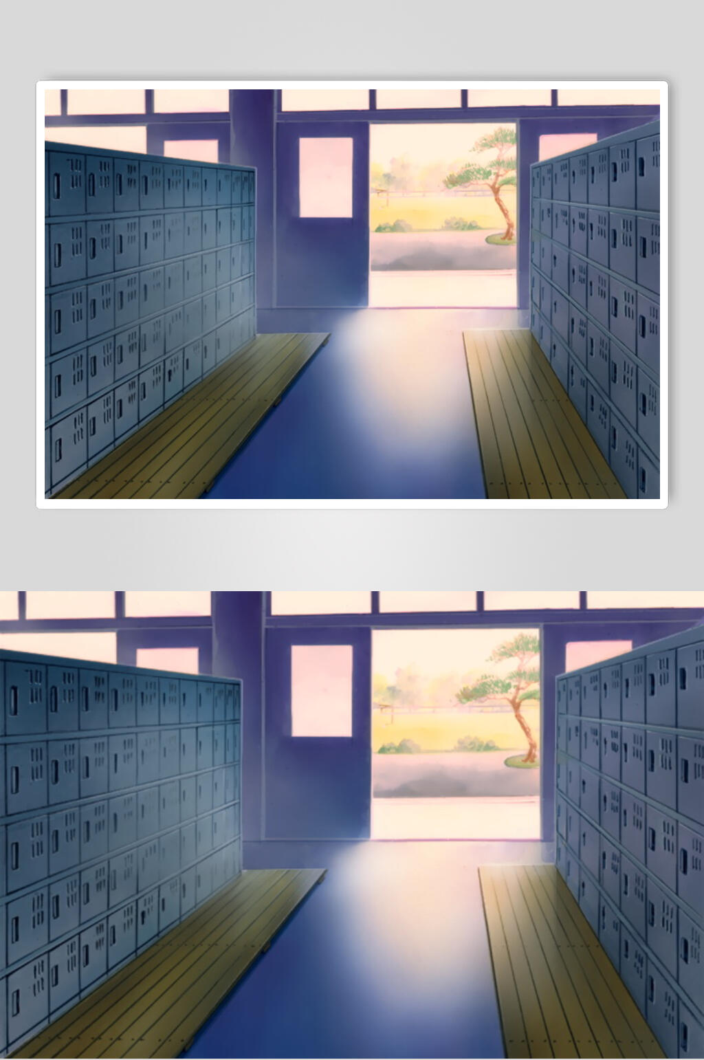 换鞋室和风漫画学校背景素材