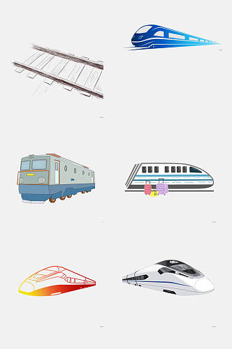 卡通 交通工具 火车动车高铁免抠设计元素素材
