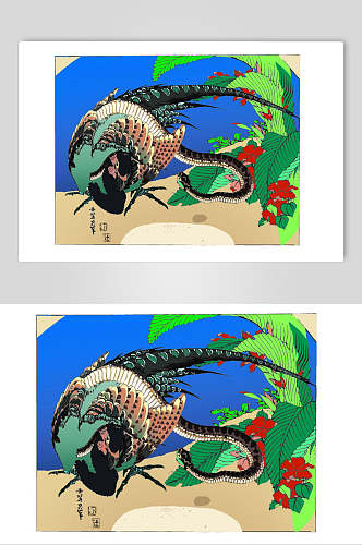变异蟒蛇日式浮世绘插画