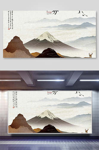 山中国风古典背景素材展板