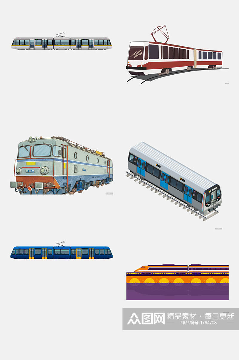 手绘画卡通火车动车高铁图片免抠元素素材素材