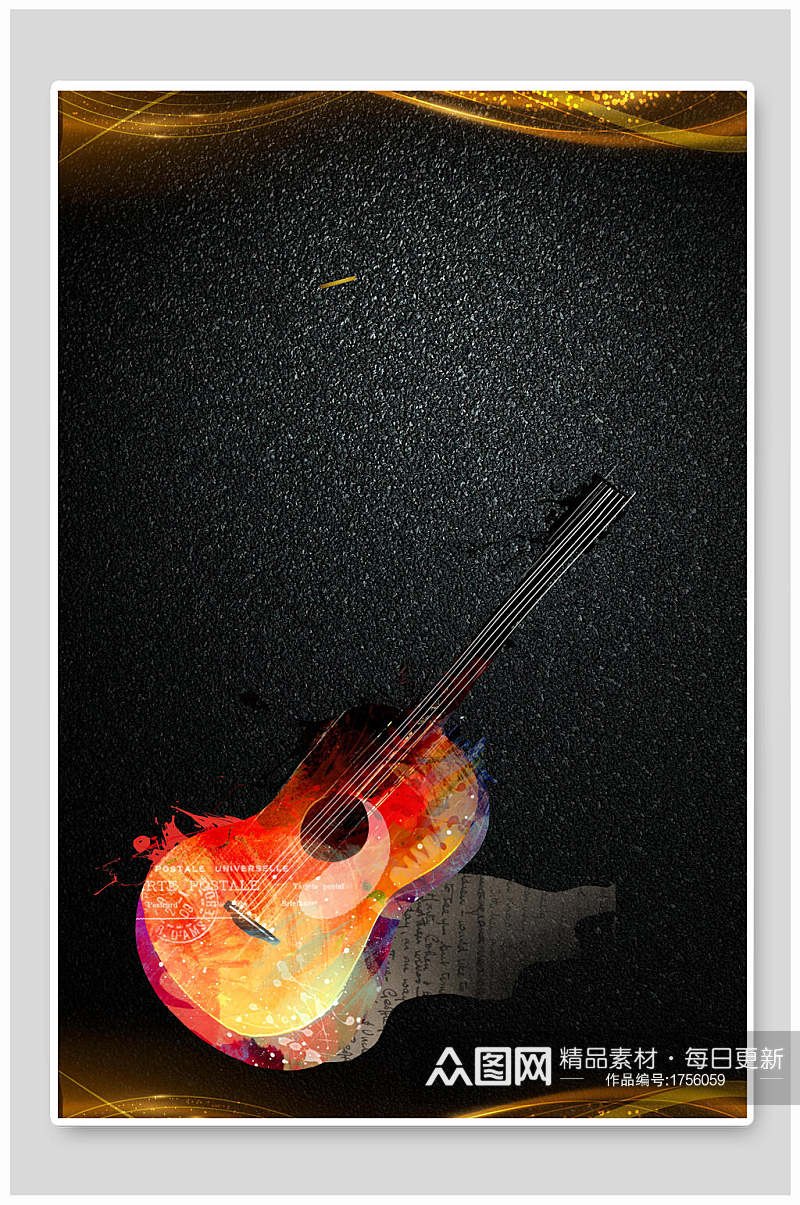 小提琴黑金海报背景素材素材