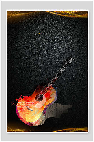 小提琴黑金海报背景素材