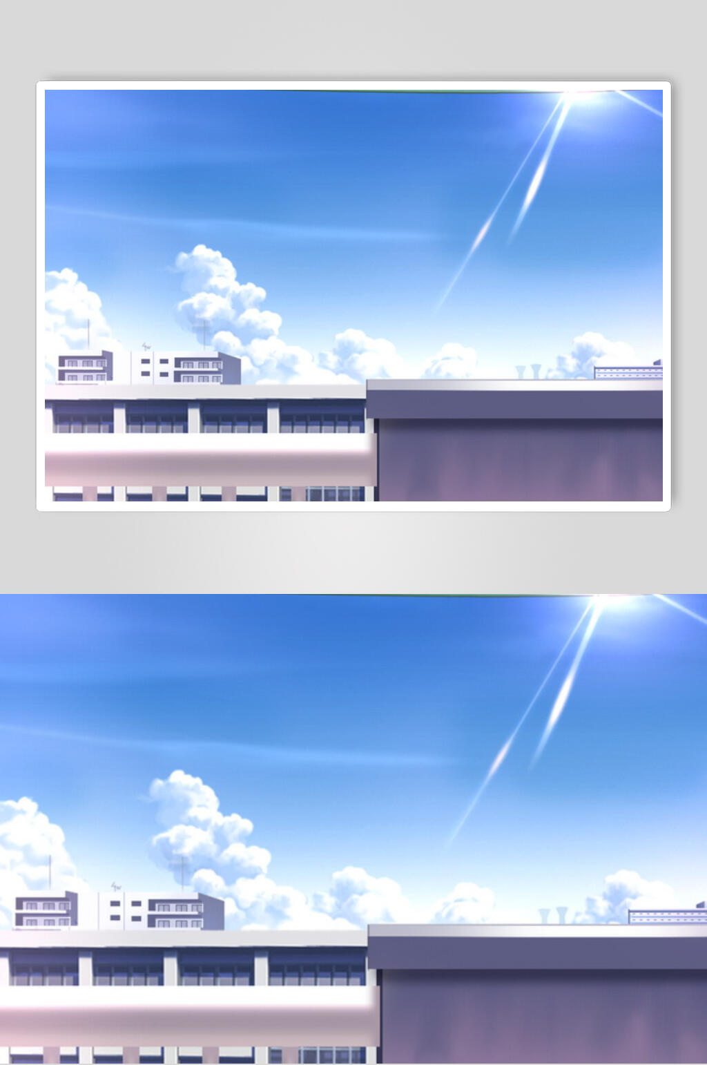 蔚蓝日系漫画学校教室操场楼顶天空背景图片素材
