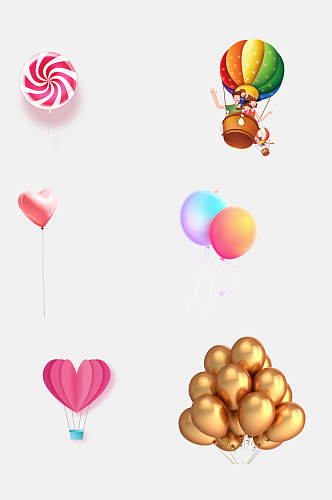 卡通热气球氢气球免抠元素素材