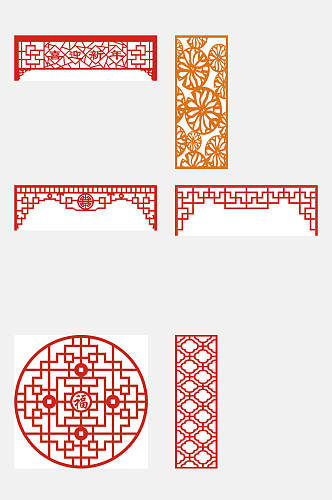中式红色窗花图案花纹素材