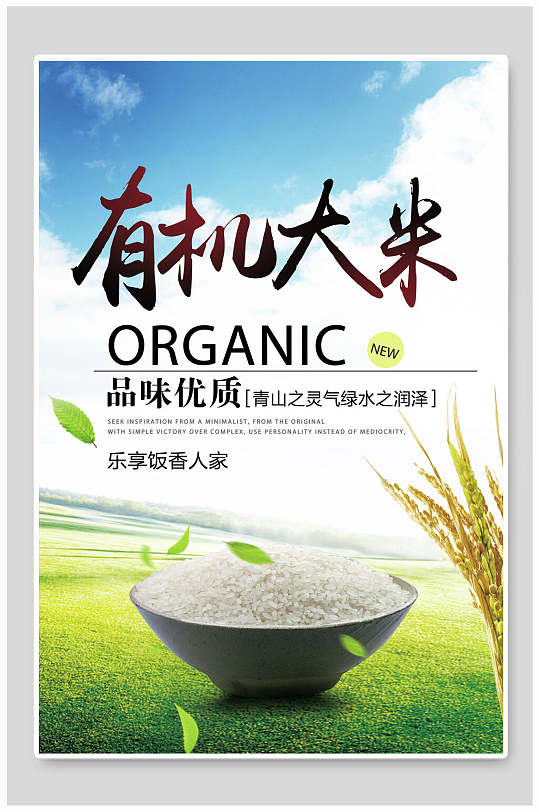 天然有机大米稻米海报