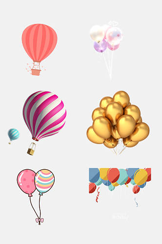 彩色热气球氢气球免抠元素素材