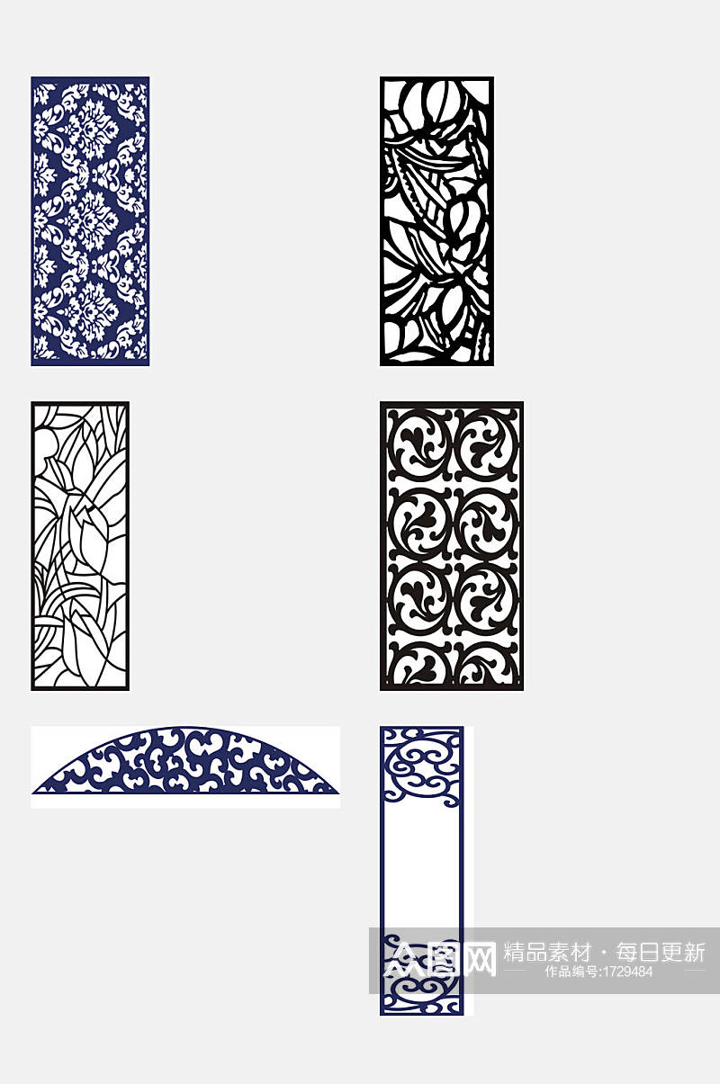 中式经典窗花图案花纹素材素材