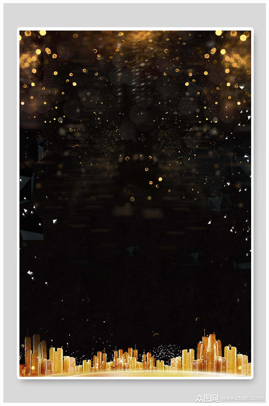 光点金色楼黑金海报背景素材模板下载-编号1756074-众图网