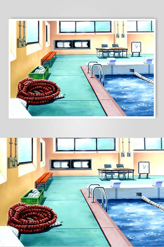 日本泳池漫画学校教室背景