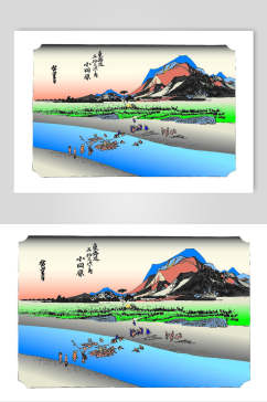 日本民间河渡日式浮世绘插画