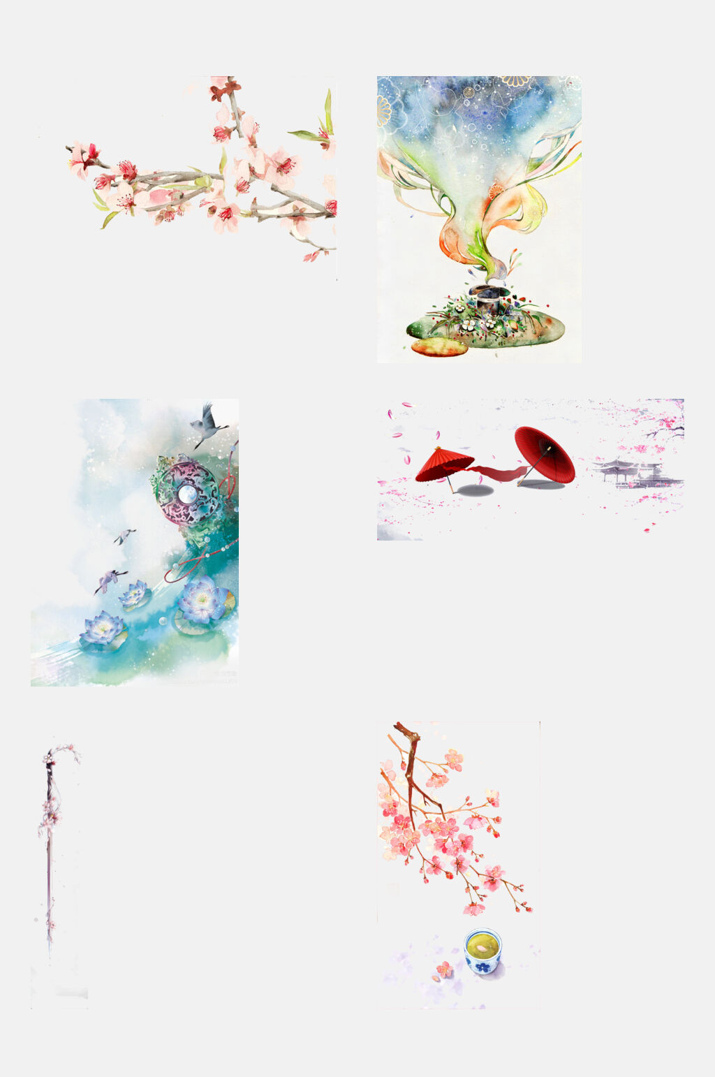典雅中国风花卉元素素材素材