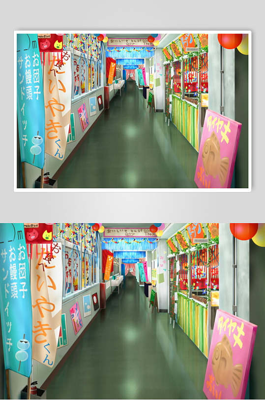 喜庆日系漫画学校教室操场装饰背景图片