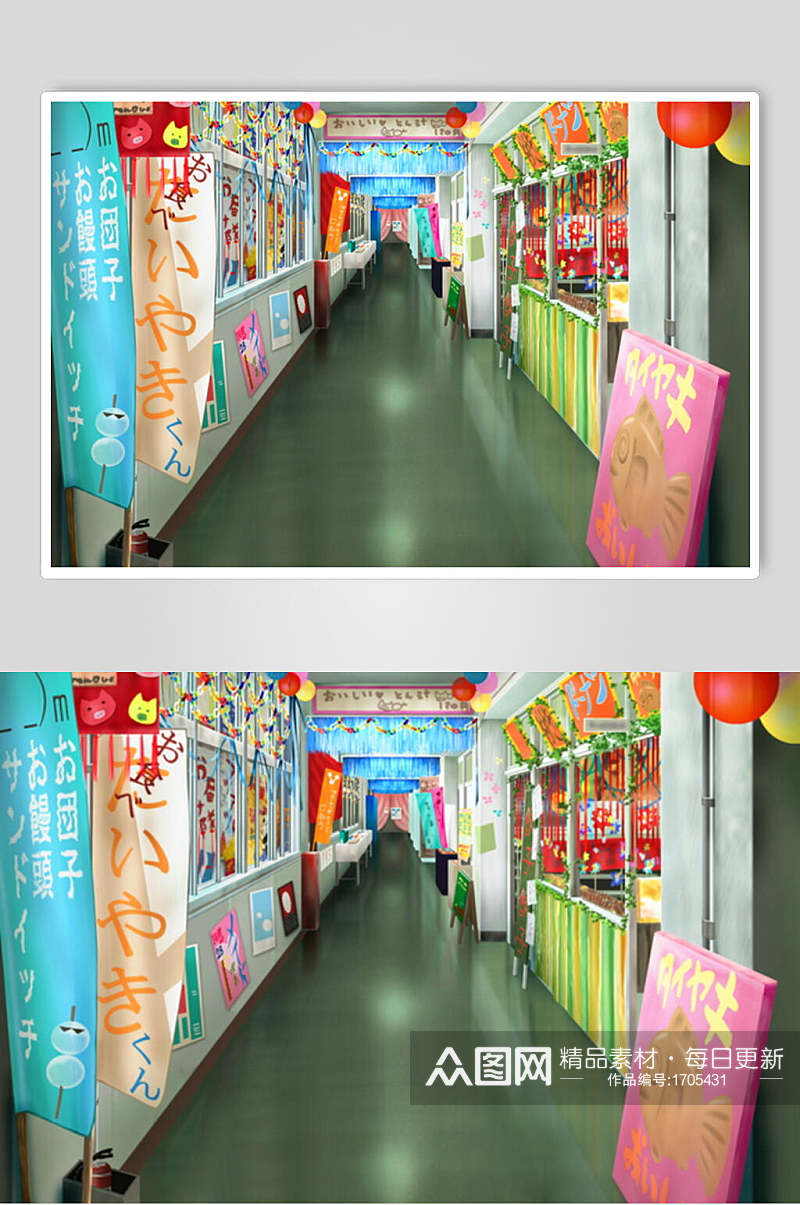 喜庆日系漫画学校教室操场装饰背景图片素材