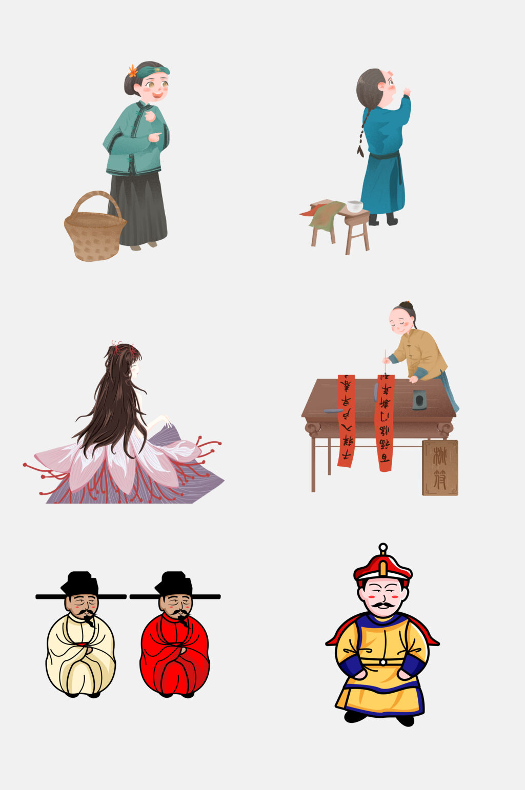 古版卡通古典人物元素素材素材