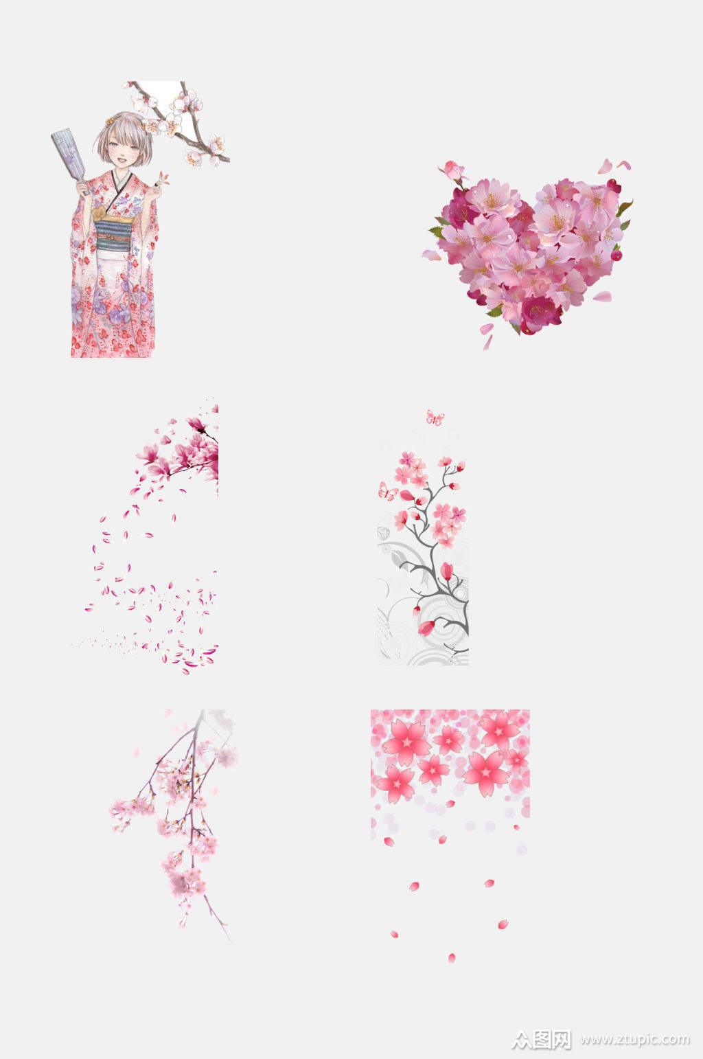 甜甜的樱花花朵花瓣免抠元素素材