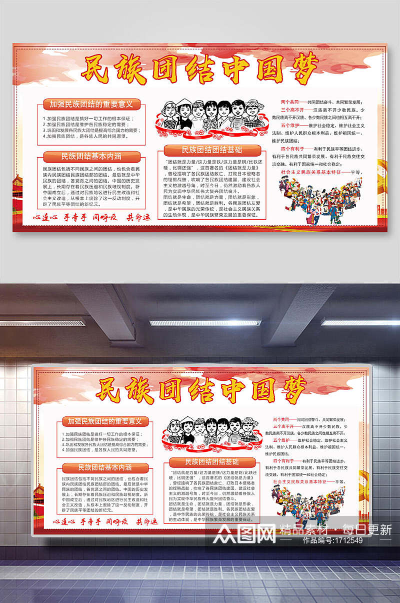 民族大团结中国梦海报展板素材