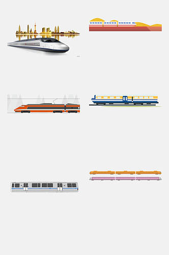 铁路元素 卡通火车动车高铁免抠元素素材