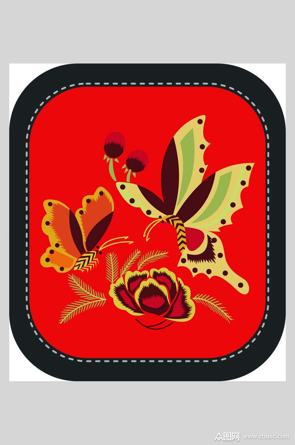 国风刺绣图案素材