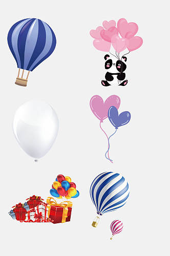 卡通流行热气球氢气球免抠元素素材